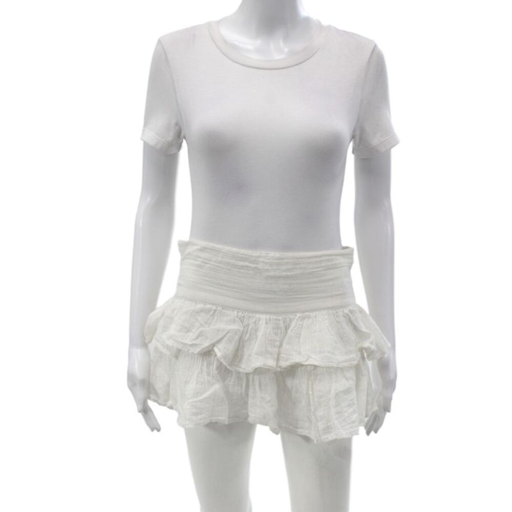 Flannel Womens Mini Boho White Cotton Skirt Pull On Short Summer Size 1